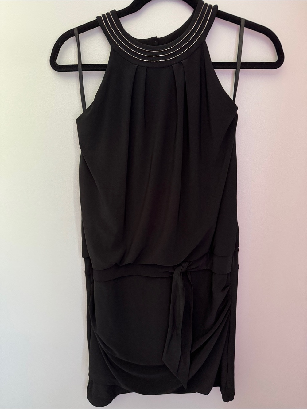 White House Black Market Black Halter Dress with Contrast Stitching